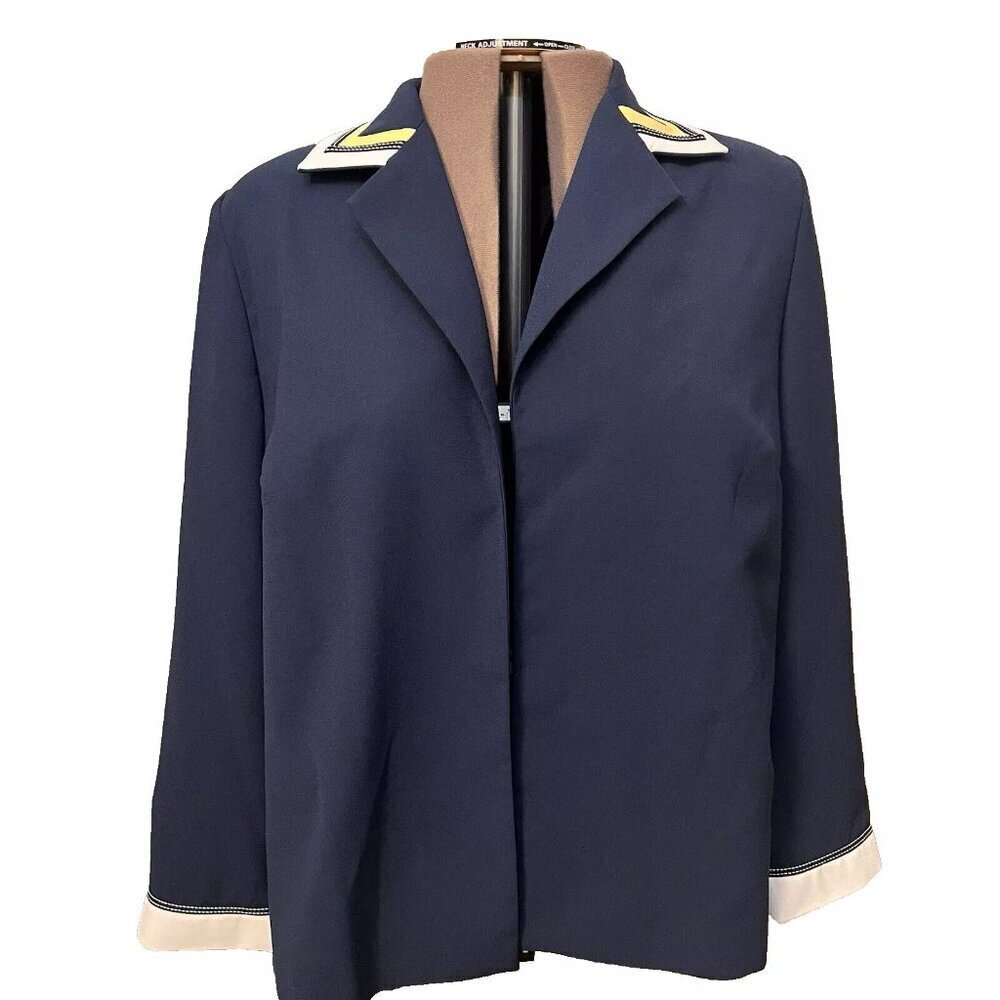 J G Hook. Size 18W. Navy Blue Open Front Lined Trim Embellished Jacket. GB